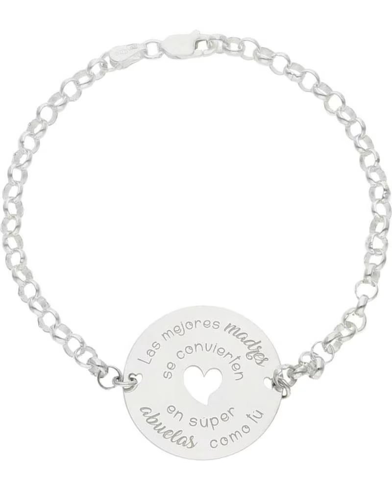 MINOPLATA PULSERA MADRE Y ABUELA CORAZON DE PLATA DE LEY 925