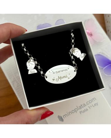 MINOPLATA PULSERA MAMA PERSONALIZADA NINOS NOMBRES DE PLATA DE LEY 925
