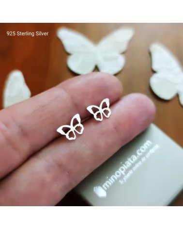 MINOPLATA PENDIENTES MARIPOSA CALDADA DE PLATA DE LEY 925