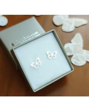 MINOPLATA PENDIENTES MARIPOSA CALDADA DE PLATA DE LEY 925