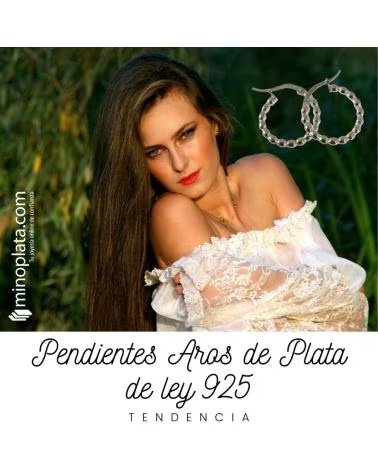 MINOPLATA PENDIENTES AROS 18MM BOLITAS DE PLATA DE LEY 925
