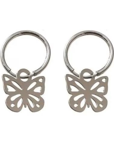 MINOPLATA PENDIENTES ARO 14MM DE PLATA DE LEY CON MARIPOSA COLGANTE