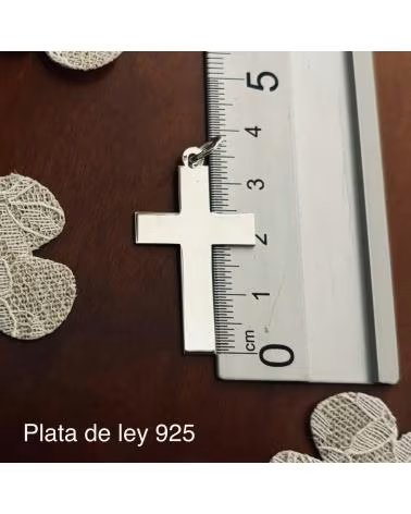 MINOPLATA CRUZ LISA DE PLATA DE LEY 3CM X 2CM