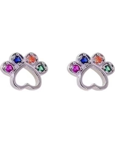 MINOPLATA PENDIENTES HUELLA DE PLATA DE LEY RODIADA CON PIEDRAS COLOR