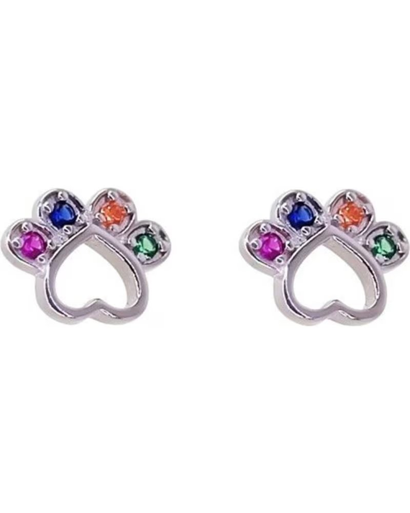 MINOPLATA PENDIENTES HUELLA DE PLATA DE LEY RODIADA CON PIEDRAS COLOR