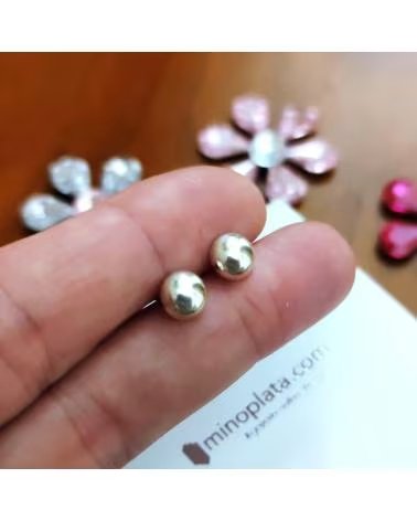 MINOPLATA PENDIENTES MEDIA BOLA 7MM DE PLATA DE LEY
