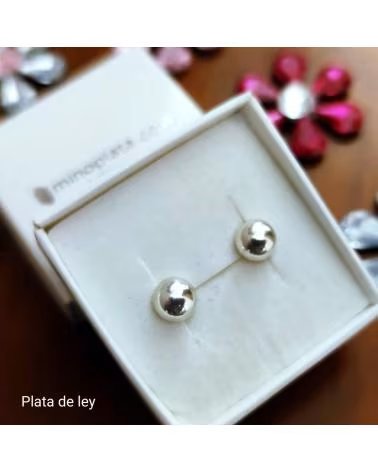 MINOPLATA PENDIENTES MEDIA BOLA 7MM DE PLATA DE LEY