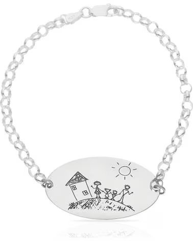 MINOPLATA PULSERA DE PLATA DE LEY 925 CON DIBUJO PERSONALIZADO