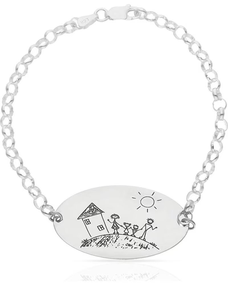 MINOPLATA PULSERA DE PLATA DE LEY 925 CON DIBUJO PERSONALIZADO