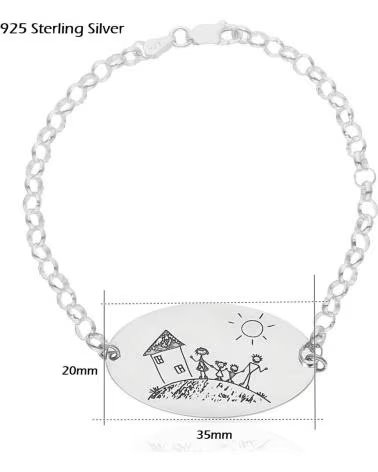 MINOPLATA PULSERA DE PLATA DE LEY 925 CON DIBUJO PERSONALIZADO