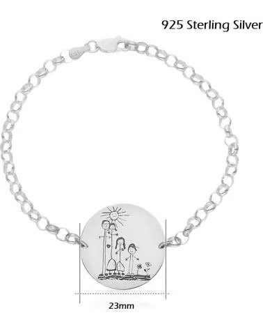 MINOPLATA PULSERA DE PLATA DE LEY 925 CON TU DIBUJO