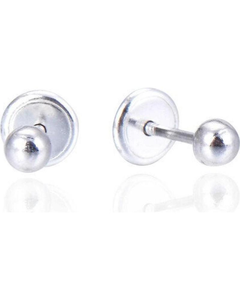 MINOPLATA PENDIENTES 3MM BOLA DE PLATA DE LEY CON CIERRE ROSCA