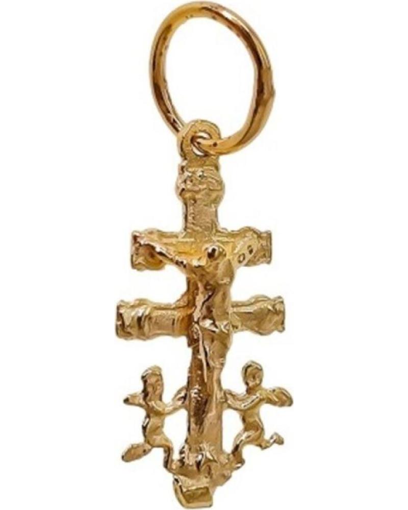 MINOPLATA COLGANTE CRUZ DE CARAVACA 17MM X 9MM DE PLATA CHAPADA ORO