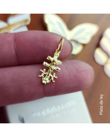 MINOPLATA COLGANTE CRUZ DE CARAVACA 17MM X 9MM DE PLATA CHAPADA ORO