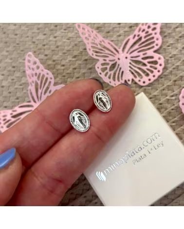 MINOPLATA PENDIENTES VIRGEN MILAGROSA DE PLATA DE LEY