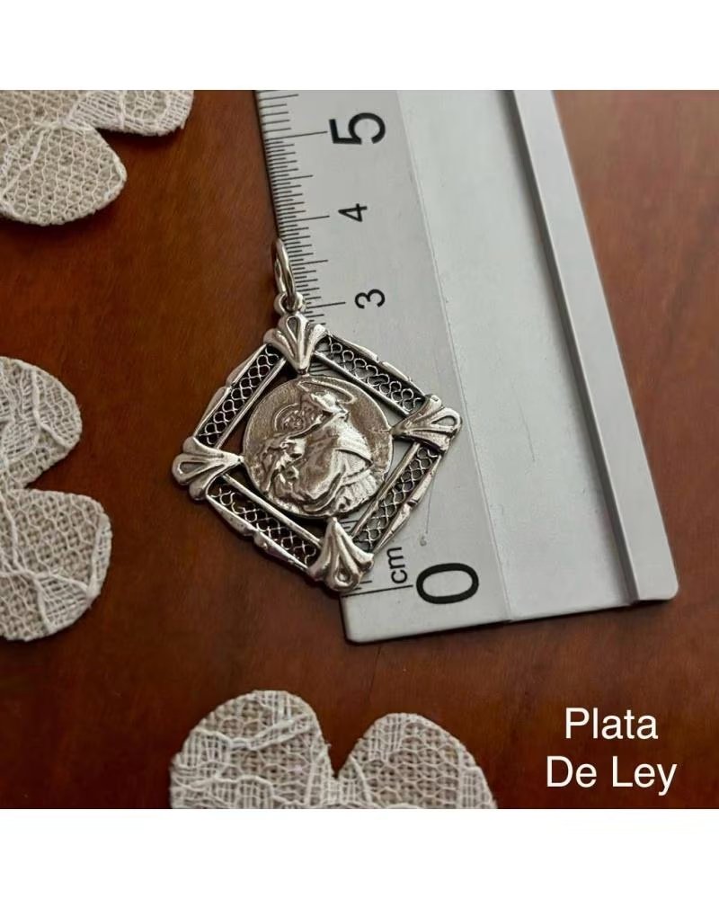 MINOPLATA MEDALLA CALADA DE SAN ANTONIO DE PLATA DE LEY ENVEJECIDA