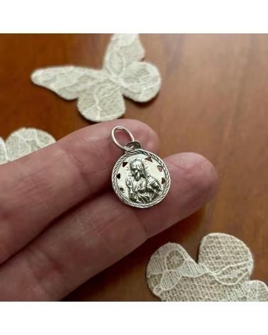 MINOPLATA MEDALLA ESCAPULARIO DE PLATA DE LEY VIRGEN DEL CARMEN Y SAGR