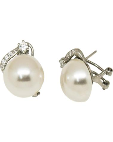 MINOPLATA PENDIENTES PERLAS CULTIVADAS 14MM Y CIRCONITAS EN PLATA DE L