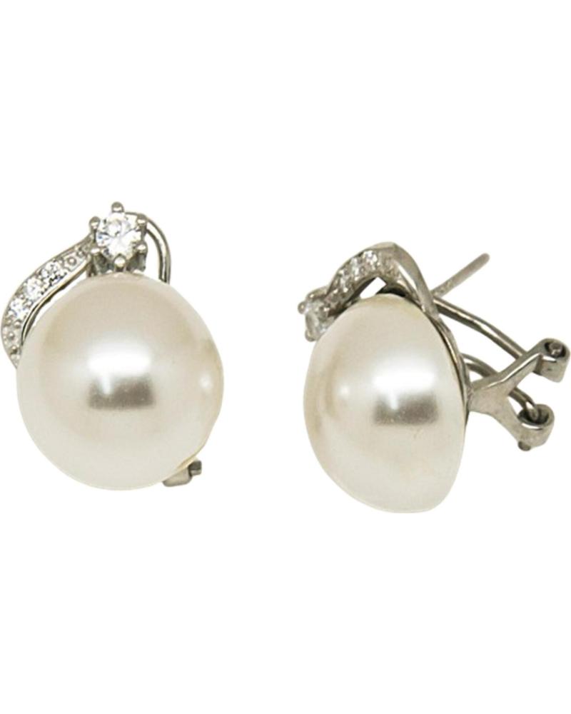 MINOPLATA PENDIENTES PERLAS CULTIVADAS 14MM Y CIRCONITAS EN PLATA DE L