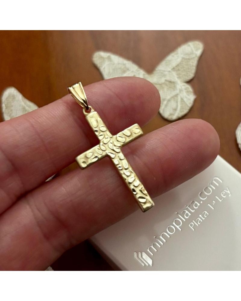 MINOPLATA CRUCIFIJO DE PLATA DE LEY CHAPADA EN ORO 19MM X 31MM