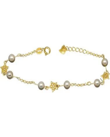 MINOPLATA PULSERA INFANTIL ESTRELLA DE PLATA CHAPADA EN ORO CON PERLAS