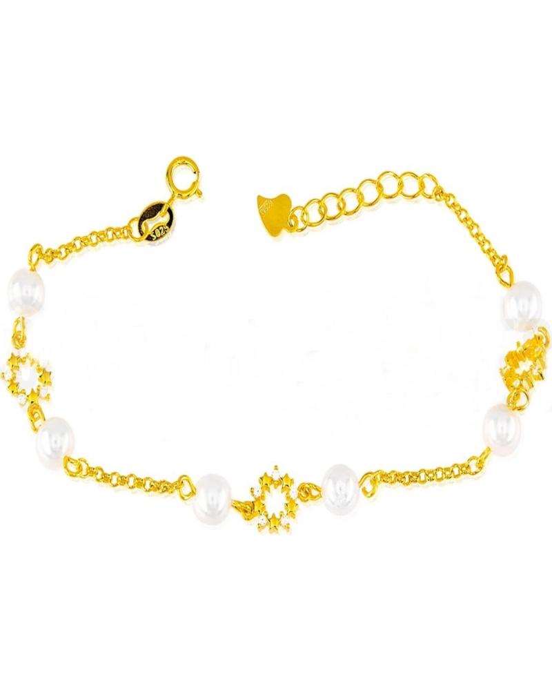 MINOPLATA PULSERA PRIMERA COMUNION DE PLATA CHAPADA EN ORO CON PERLAS