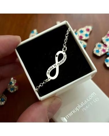 MINOPLATA PULSERA INFINITO CORAZON MAMA TE QUEREMOS DE PLATA DE LEY