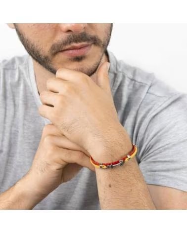 MINOPLATA PULSERA ESPANA TRENZADA CON ANCLA DE ACERO INOXIDABLE