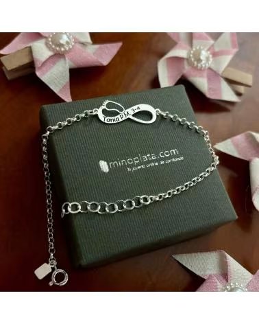 MINOPLATA PULSERA PERSONALIZADA INFINITO PIE DE PLATA DE LEY