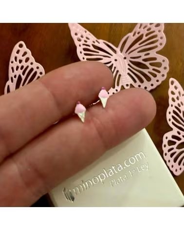 MINOPLATA PENDIENTES INFANTILES HELADO DE PLATA DE LEY CON CIERRE ROSC