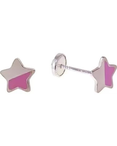 MINOPLATA PENDIENTES INFANTILES ESTRELLA DE PLATA DE LEY CON ESMALTE Y