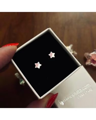 MINOPLATA PENDIENTES INFANTILES ESTRELLA DE PLATA DE LEY CON ESMALTE Y