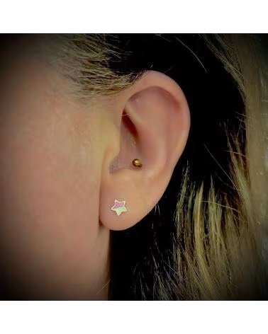 MINOPLATA PENDIENTES INFANTILES ESTRELLA DE PLATA DE LEY CON ESMALTE Y