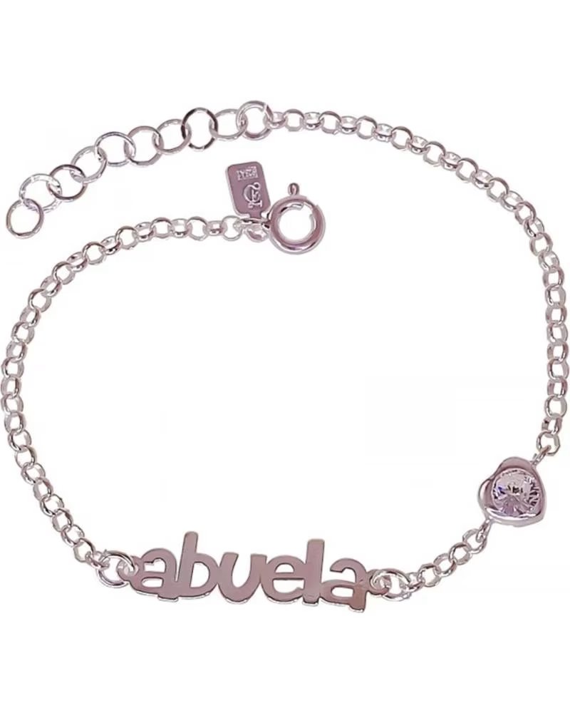 MINOPLATA PULSERA ABUELA DE PLATA DE LEY CORAZON CON CIRCONITA