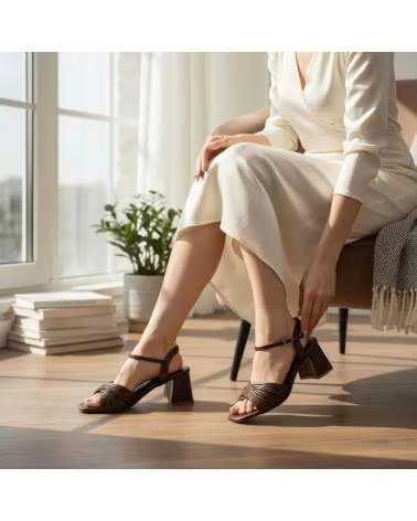 TIMBOS SANDALIA VESTIR TACON ANCHO COLOR MARRON 132768 MARRóN