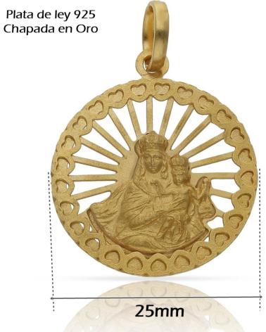 MINOPLATA MEDALLA VIRGEN DEL CARMEN DE PLATA DE LEY CHAPADA EN ORO 25M