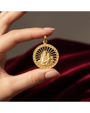 MINOPLATA MEDALLA VIRGEN DEL CARMEN DE PLATA DE LEY CHAPADA EN ORO 25M