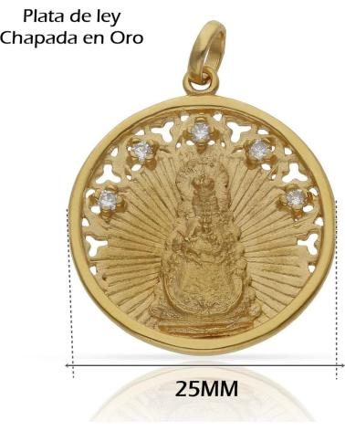 MINOPLATA MEDALLA VIRGEN DEL ROCIO 25MM DE PLATA DE LEY BANADA EN ORO