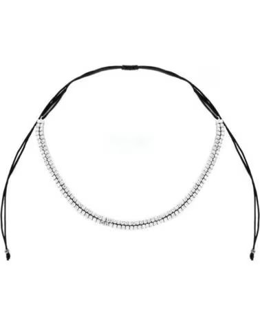 MINOPLATA CHOKER DE PLATA RODIADA CON DOBLE FILA DE CIRCONITAS Y CORDO