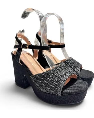 TIMBOS SANDALIA TACÓN MADERA NEGRO