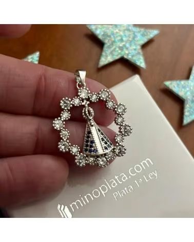 MINOPLATA MEDALLA VIRGEN DE LA CARIDAD DE PLATA RODIADA CON CIRCONITAS
