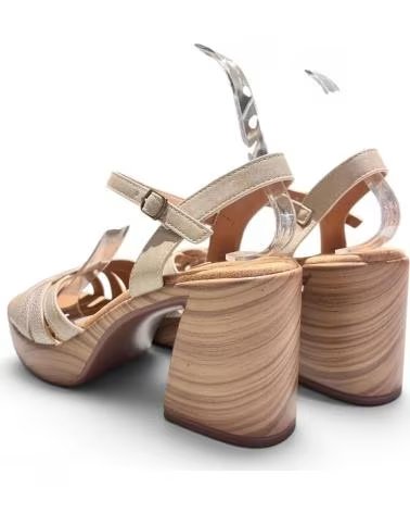 TIMBOS SANDALE MIT HOLZABSATZ - BEIGE