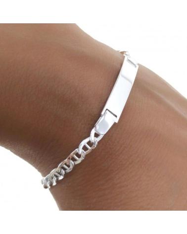 MINOPLATA PULSERA ESCLAVA HUECA ESLABON ANCLA DE PLATA DE LEY 925 17CM