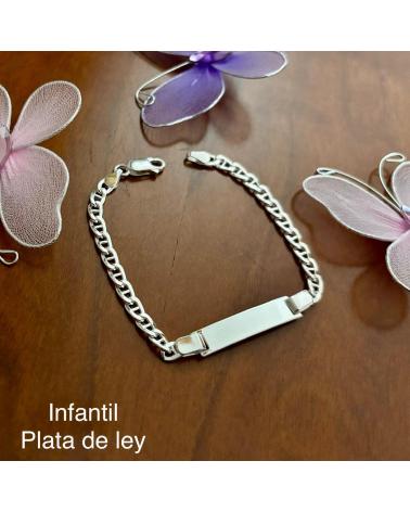 MINOPLATA PULSERA ESCLAVA HUECA ESLABON ANCLA DE PLATA DE LEY 925 17CM