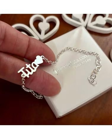 MINOPLATA PULSERA TITA CORAZON DE PLATA DE LEY 925
