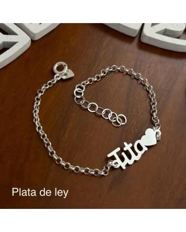 MINOPLATA PULSERA TITA CORAZON DE PLATA DE LEY 925