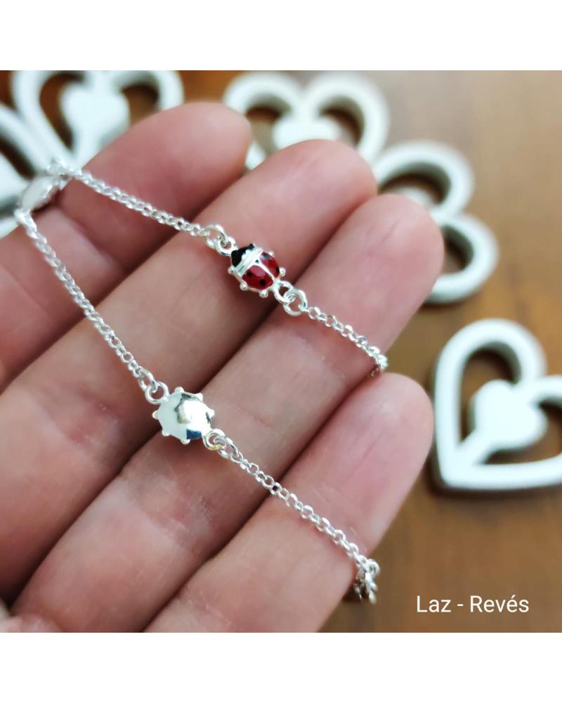 MINOPLATA PULSERA INFANTIL MARIQUITAS DE PLATA DE LEY