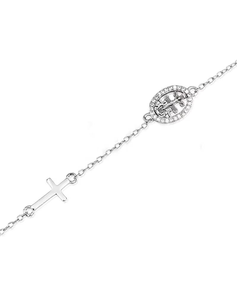 MINOPLATA PULSERA CRUZ DE CARAVACA CON CIRCONITAS Y CRUZ TUMBADA DE PL