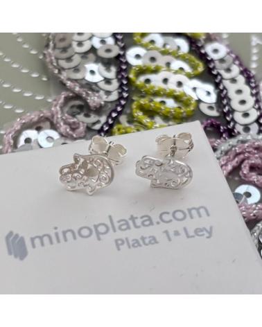 MINOPLATA PENDIENTES MANO DE FATIMA CALADA DE PLATA DE LEY 925