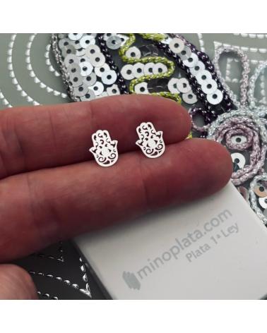 MINOPLATA PENDIENTES MANO DE FATIMA CALADA DE PLATA DE LEY 925